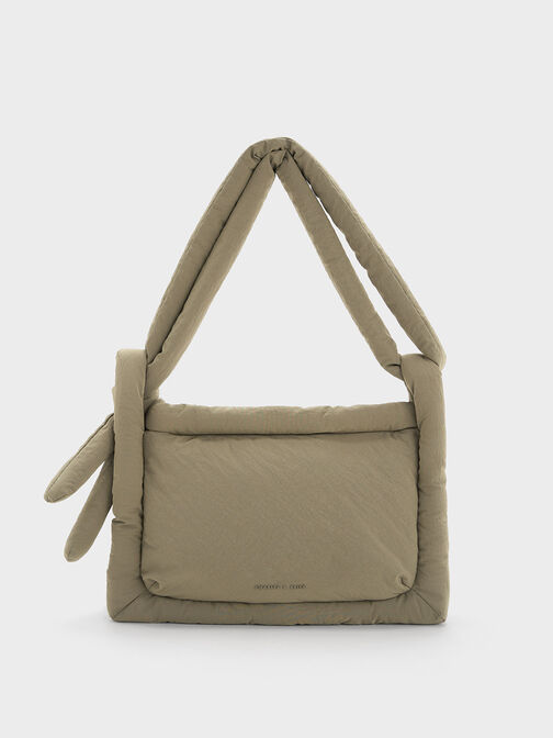 Errya Nylon Puffy Crossbody Bag, Khaki, hi-res