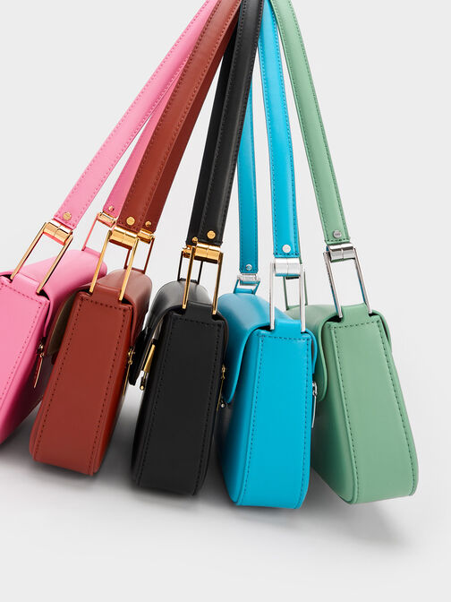 Koa Square Push-Lock Shoulder Bag, Blue, hi-res