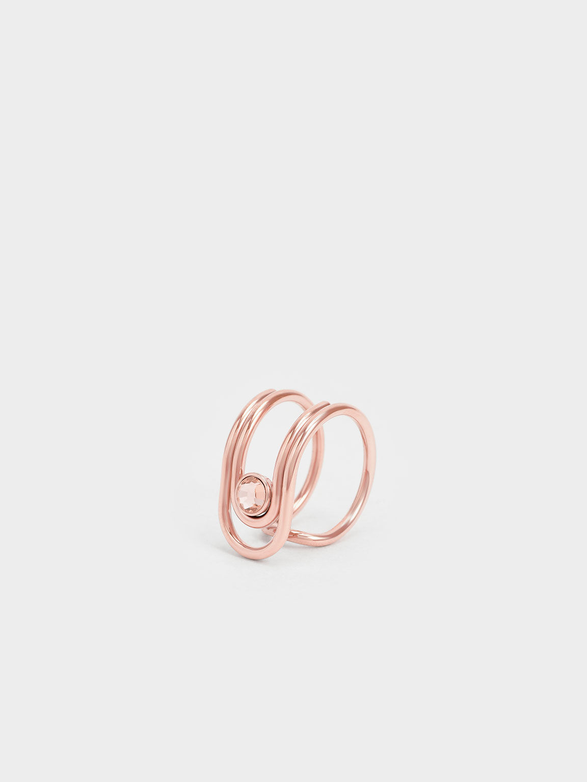 Gem-Embellished Open Ring, Rose Gold, hi-res