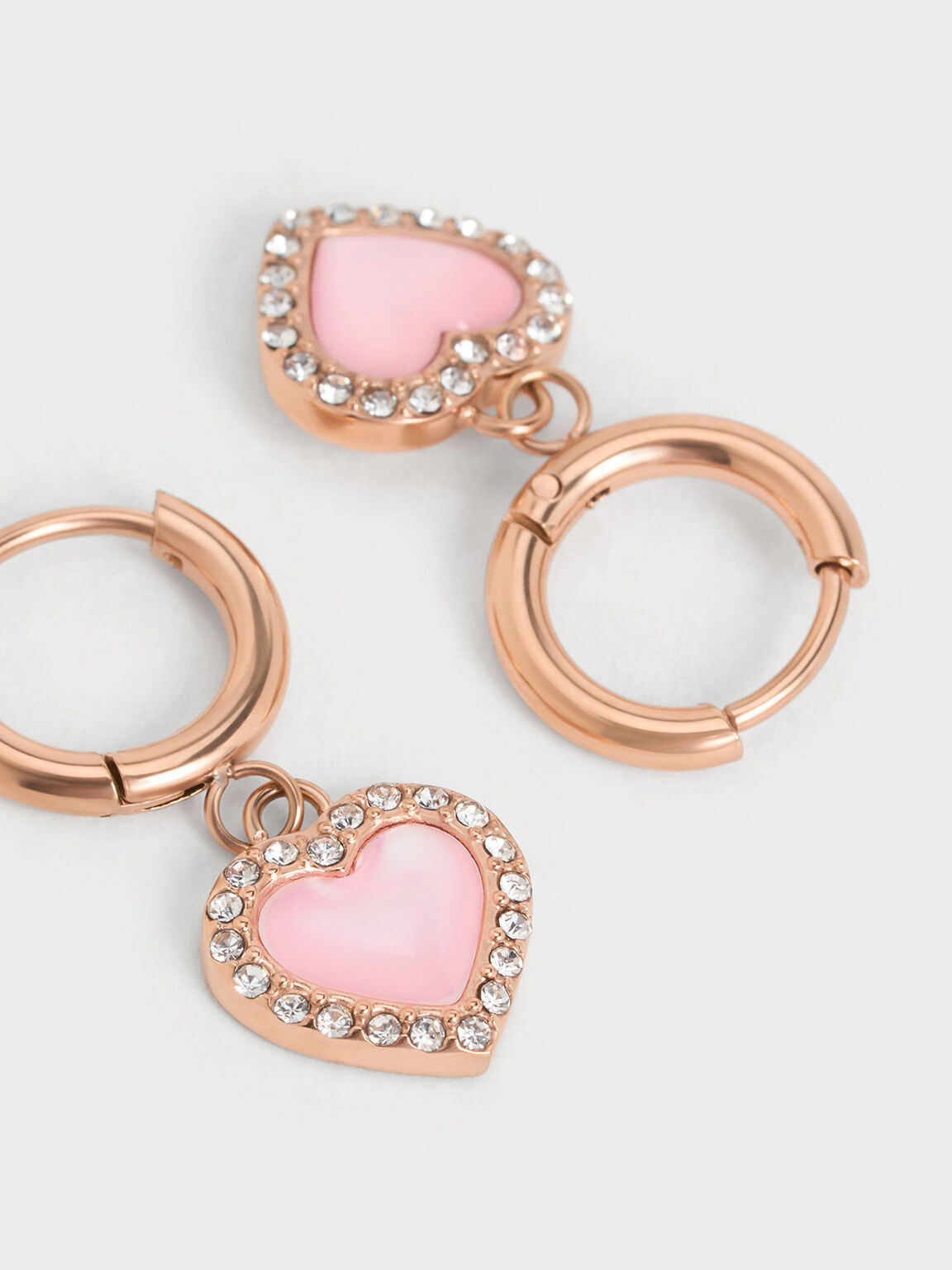 Rose gold heart hoop earrings discount