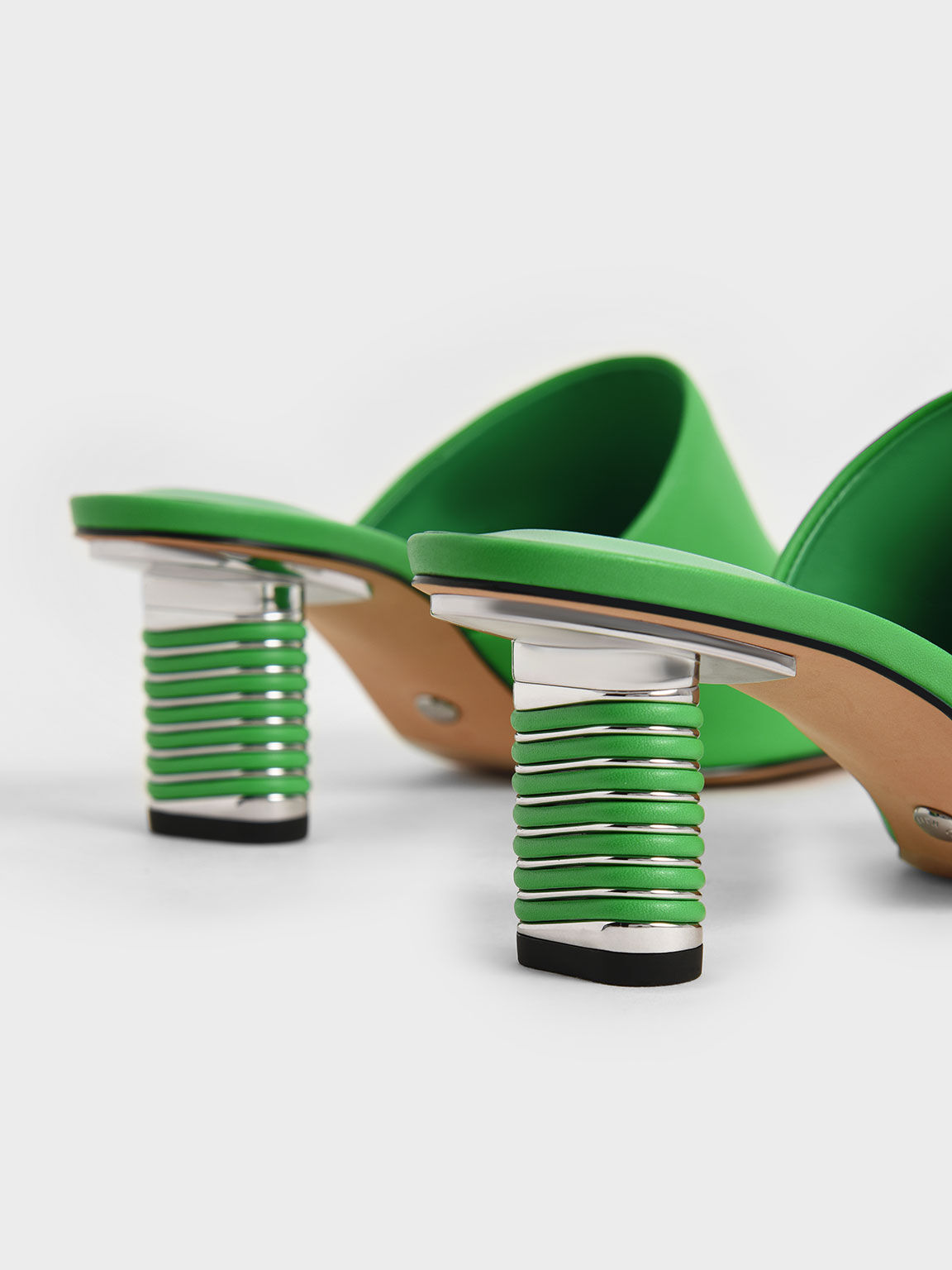 Raquel Leather Metallic Blade Heel Mules, Green, hi-res