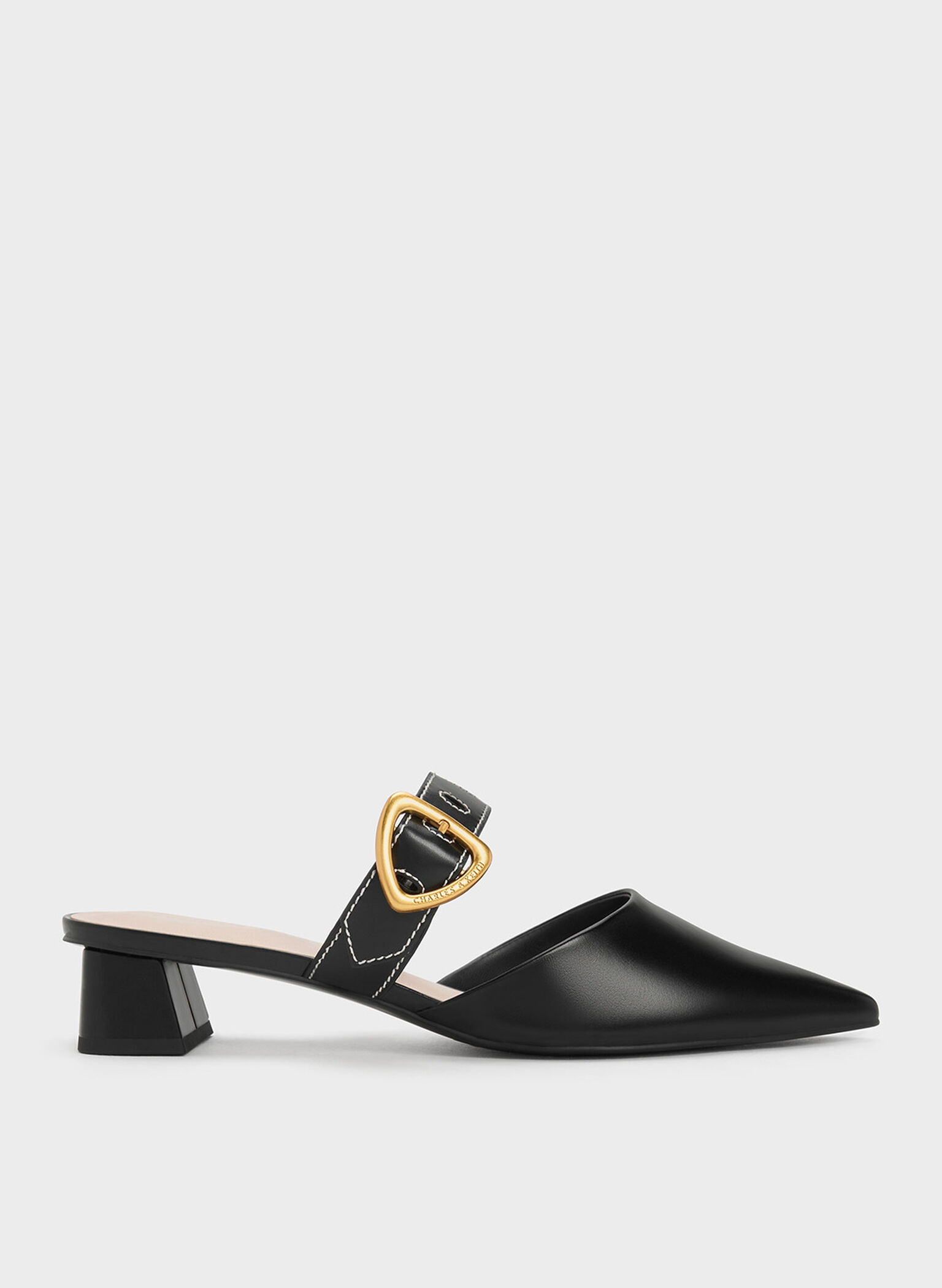 Black Sepphe Cut-Out Heeled Mules - CHARLES & KEITH US