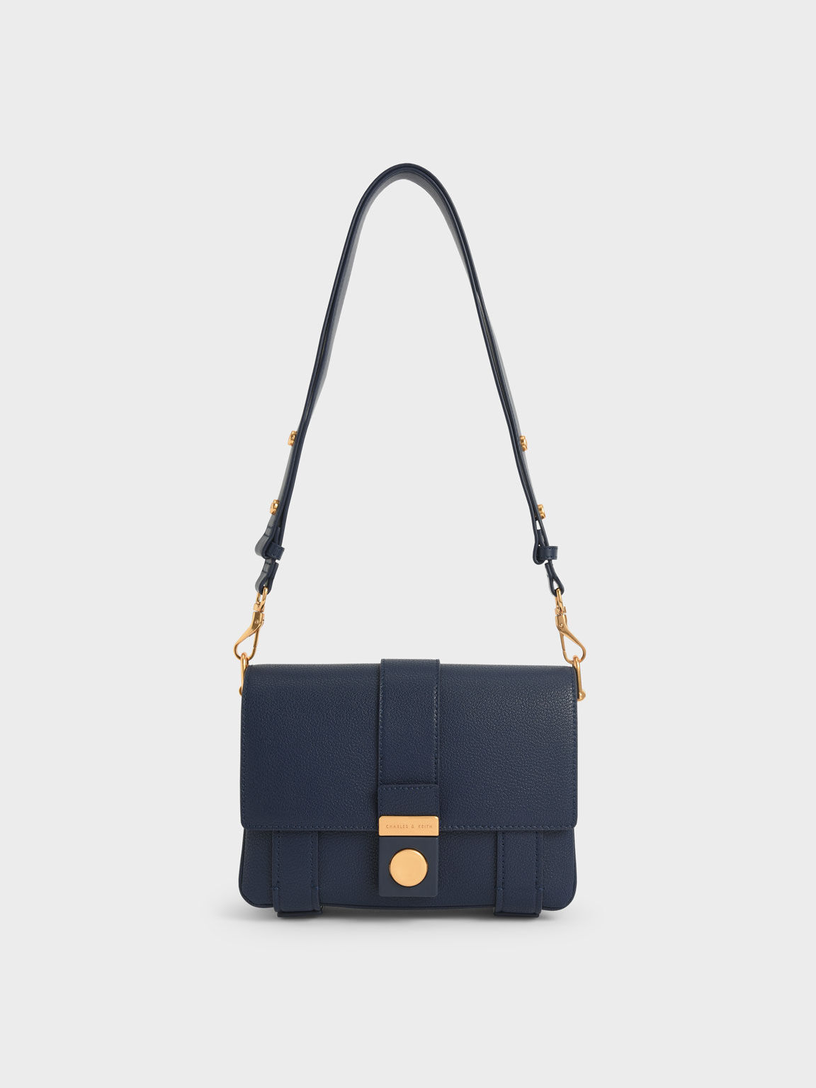Metallic push lock top sales handle bag