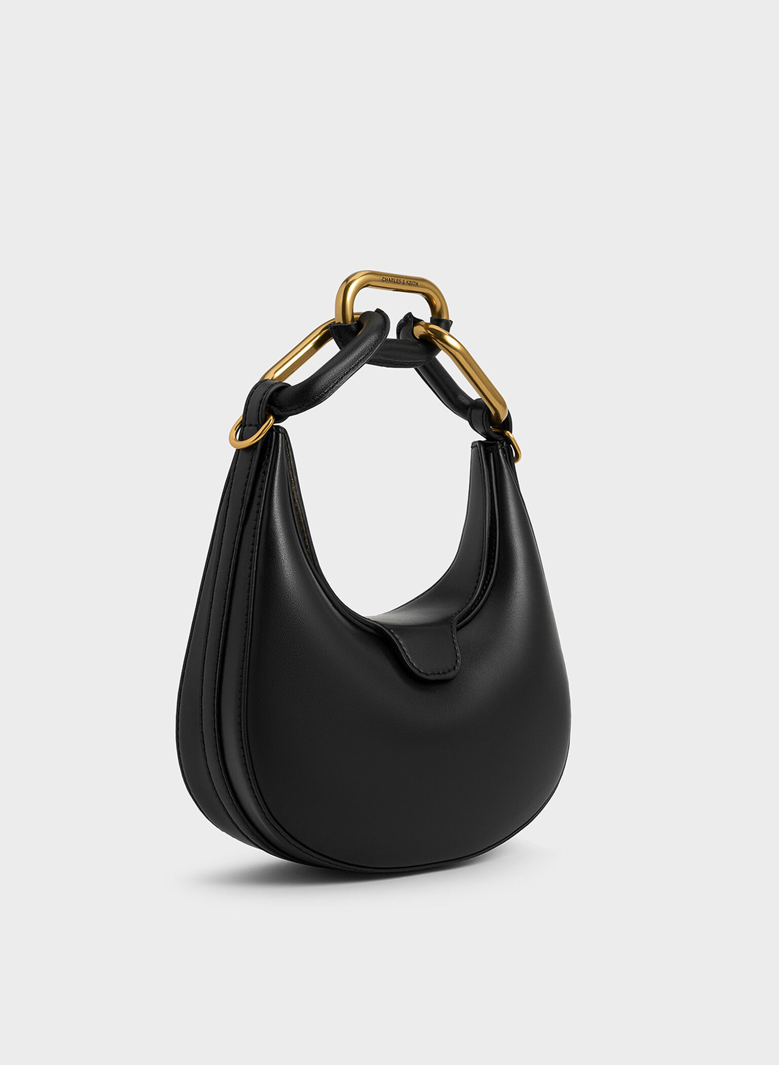 Mini Kora Chain-Link Moon Bag, Black, hi-res
