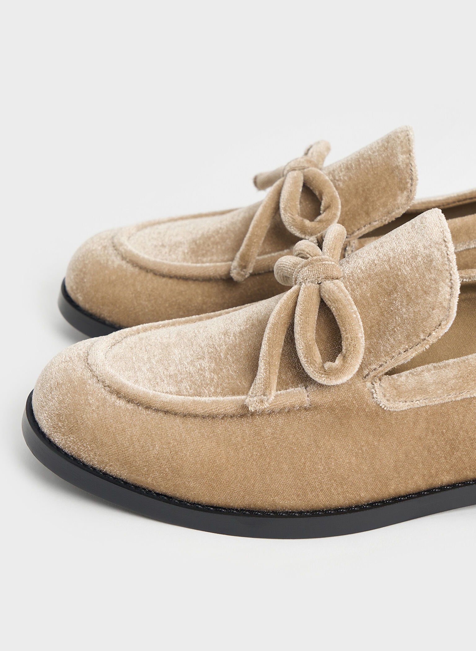 Bailarinas de terciopelo con lazo, Beige, hi-res