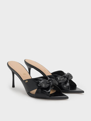 Mules Jayce en cuir &agrave; talons aiguilles, Noir, hi-res