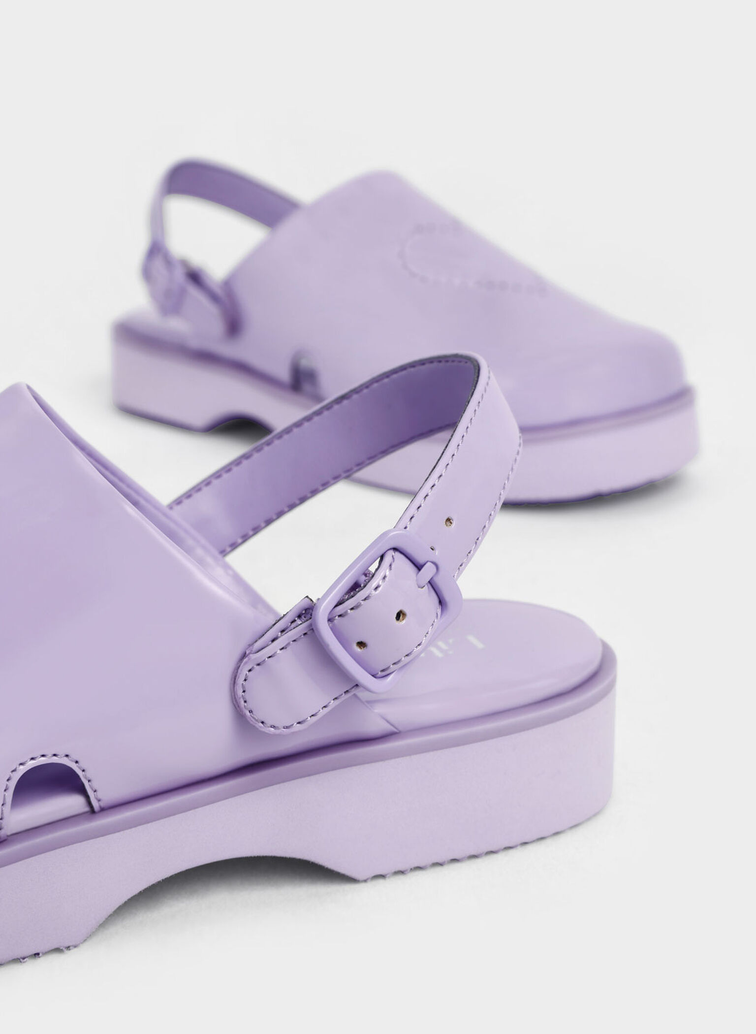 Girls' Heart-Motif Patent Clogs, Lilac, hi-res