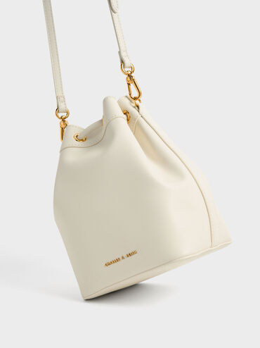 Braided-Handle Drawstring Bucket Bag, Cream, hi-res