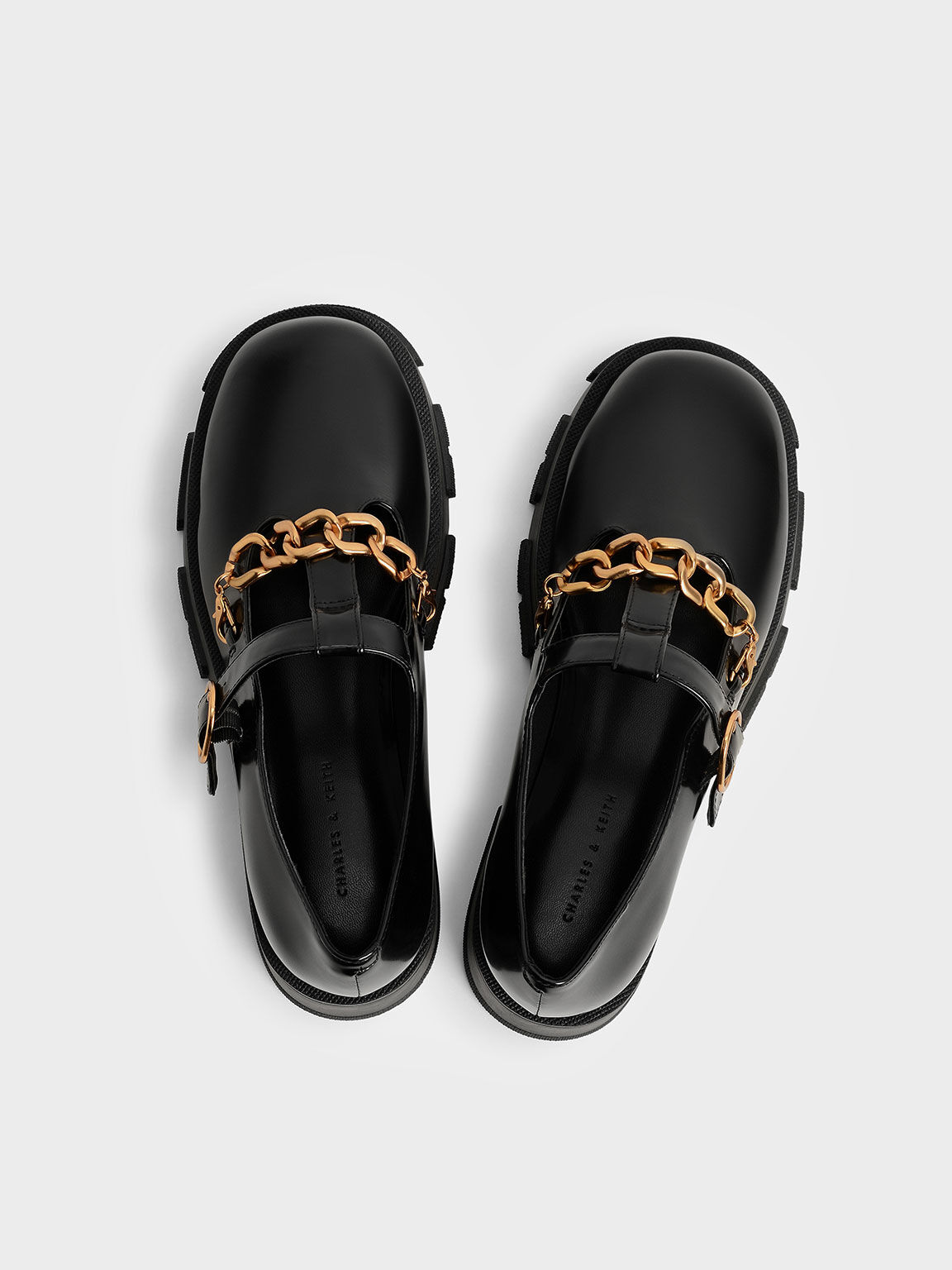 Chain Link T-Bar Mary Janes, Black, hi-res