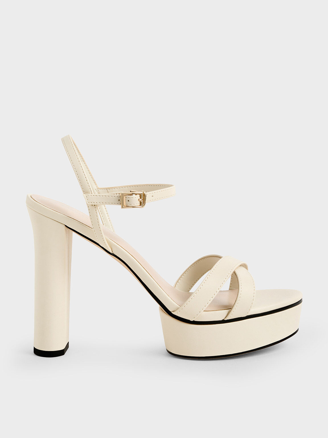 Crossover Platform Sandals, Chalk, hi-res