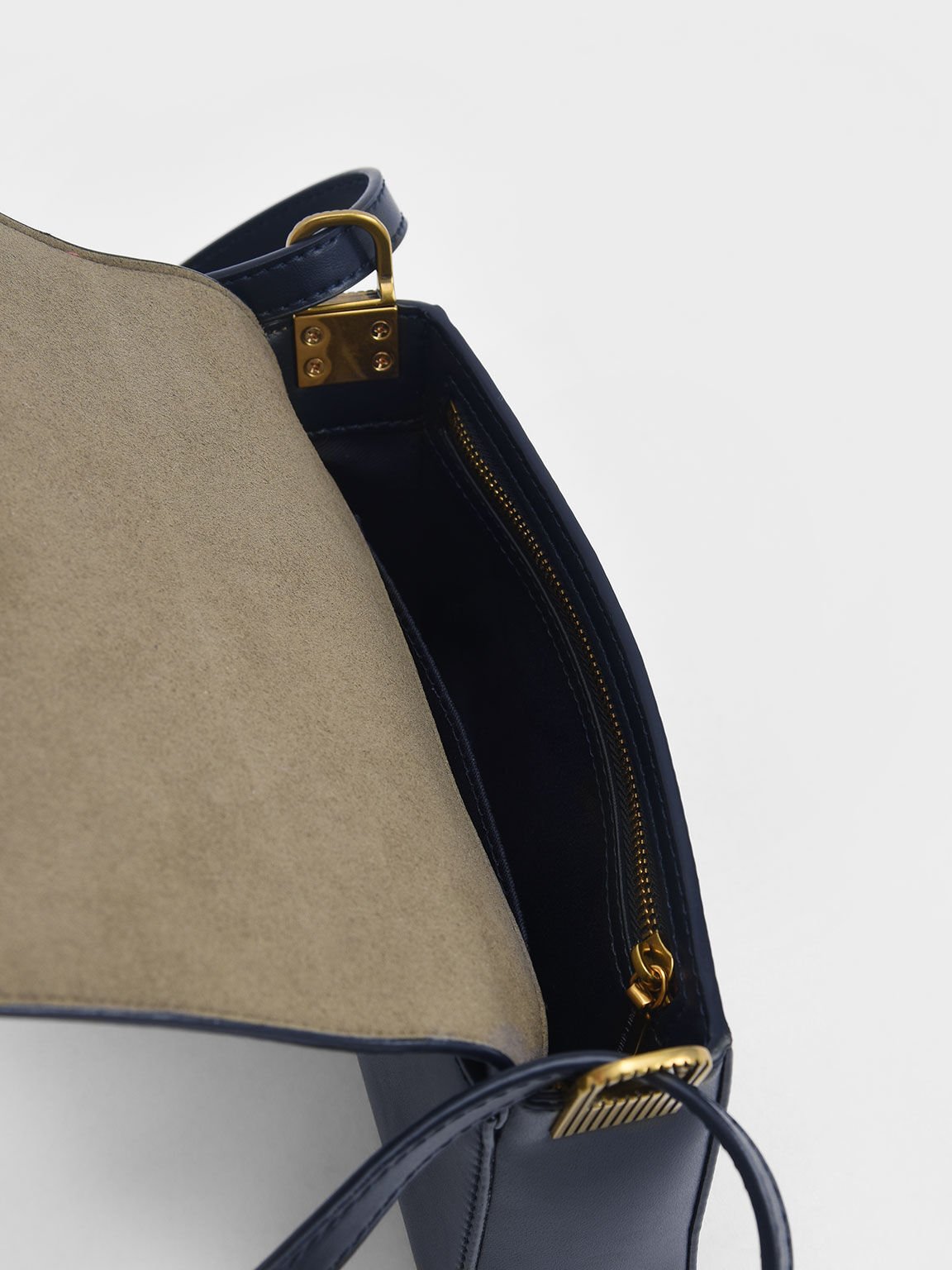 Enya Front Flap Turn-Lock Shoulder Bag, Navy, hi-res