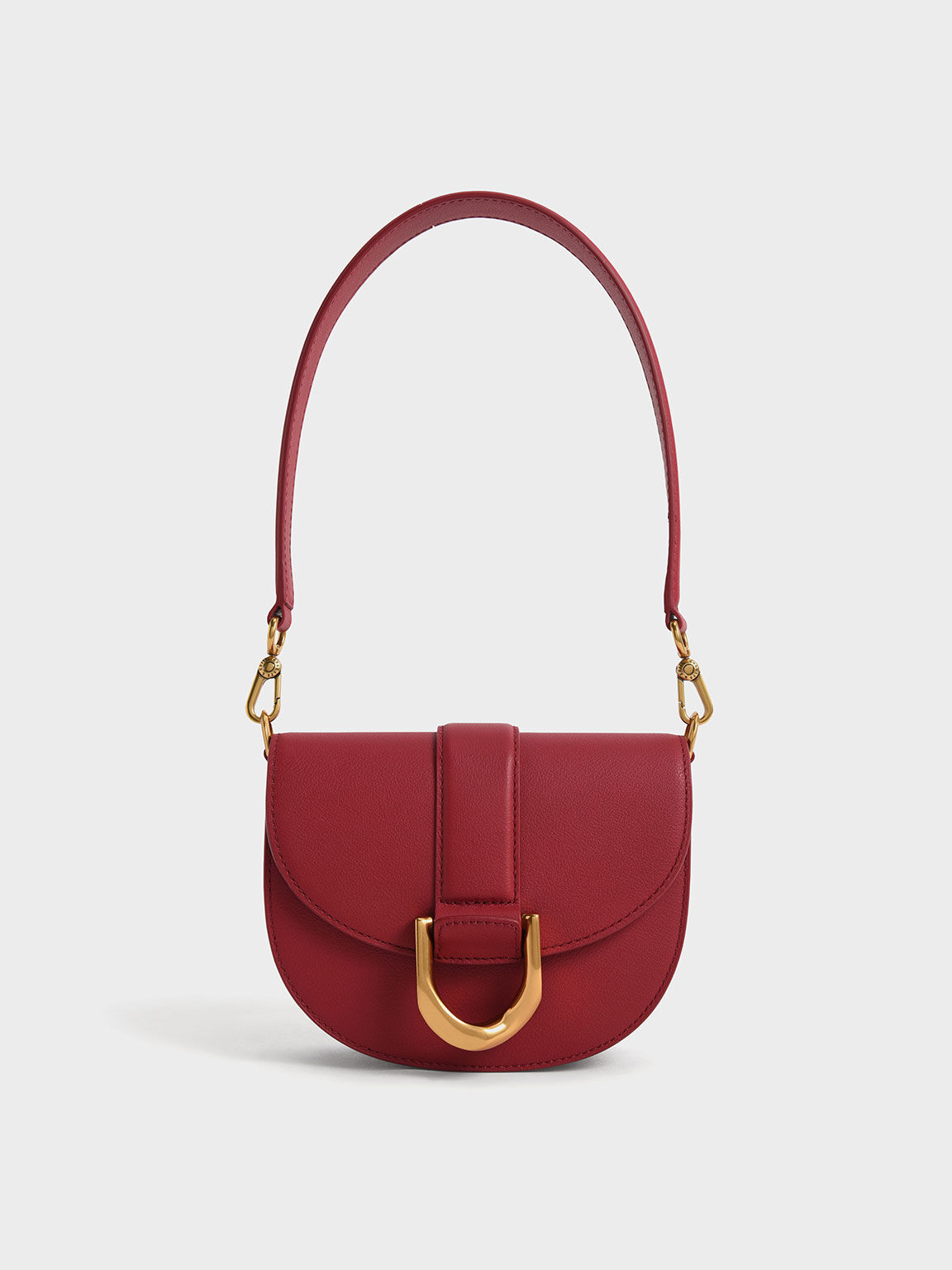Mini Gabine Leather Saddle Bag, Red, hi-res