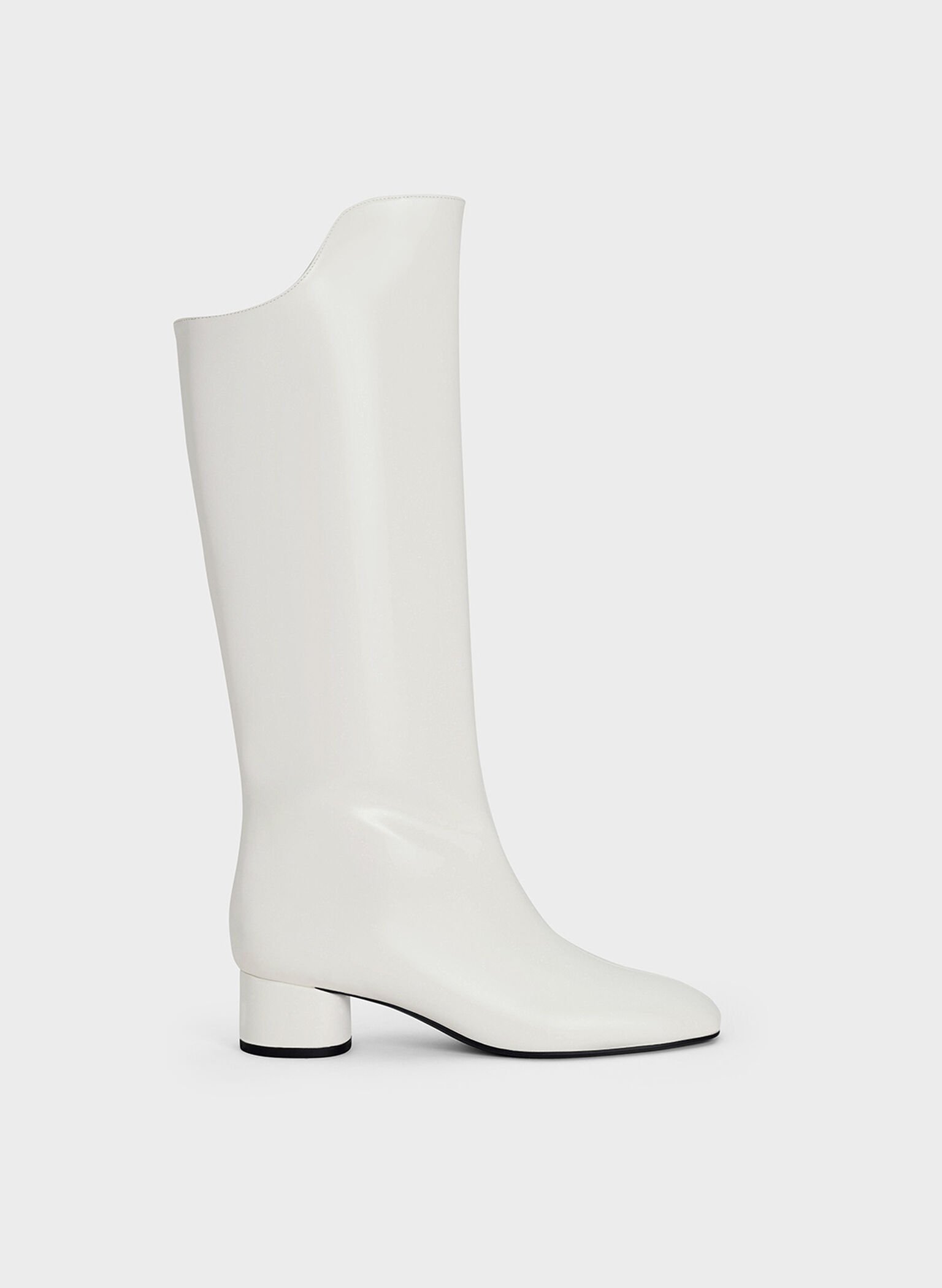 Botas altas alargadas de punta cuadrada, Blanco, hi-res