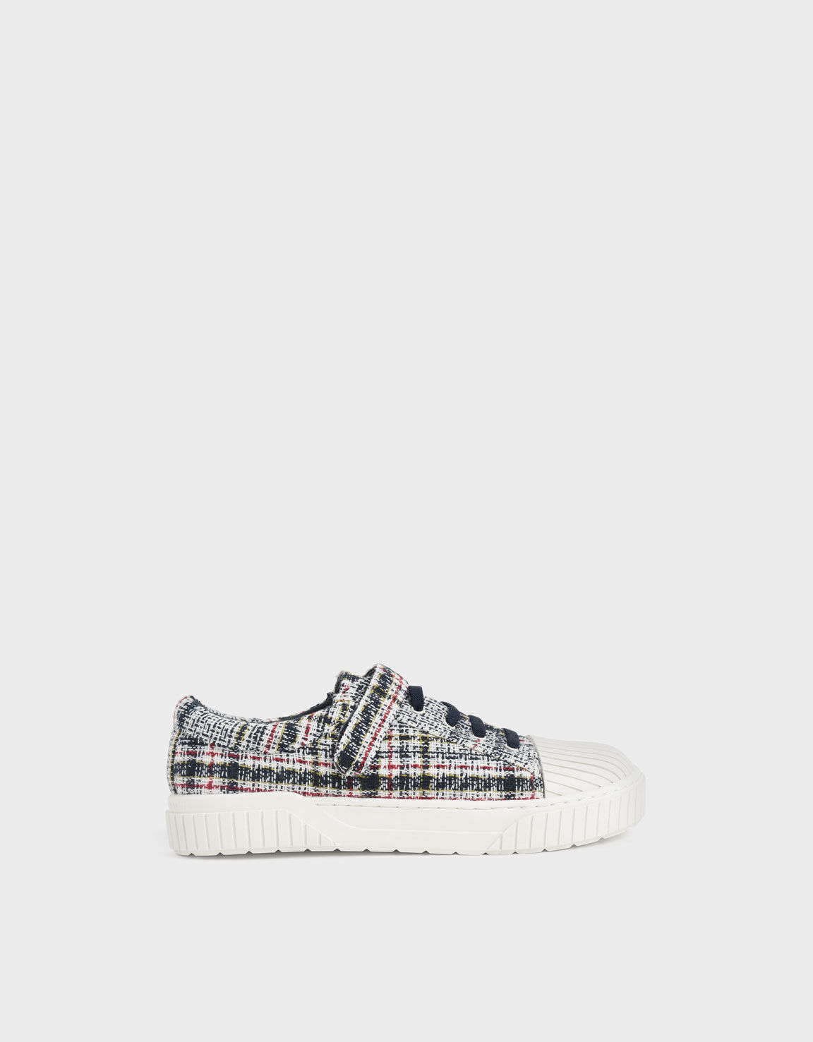 Girls Dark Blue Tweed Platform Sneakers CHARLES KEITH