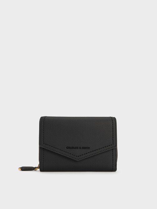 Stitch Trim Envelope Wallet, Black, hi-res