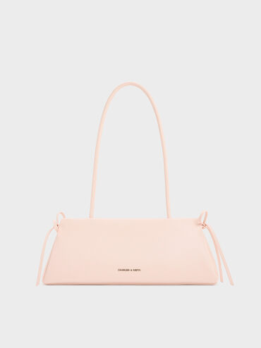 Hazel Bow Elongated Trapeze Shoulder Bag, Soft Pink, hi-res