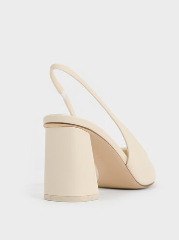 Teagan Elastane Trapeze Heel Slingback Pumps, Chalk, hi-res