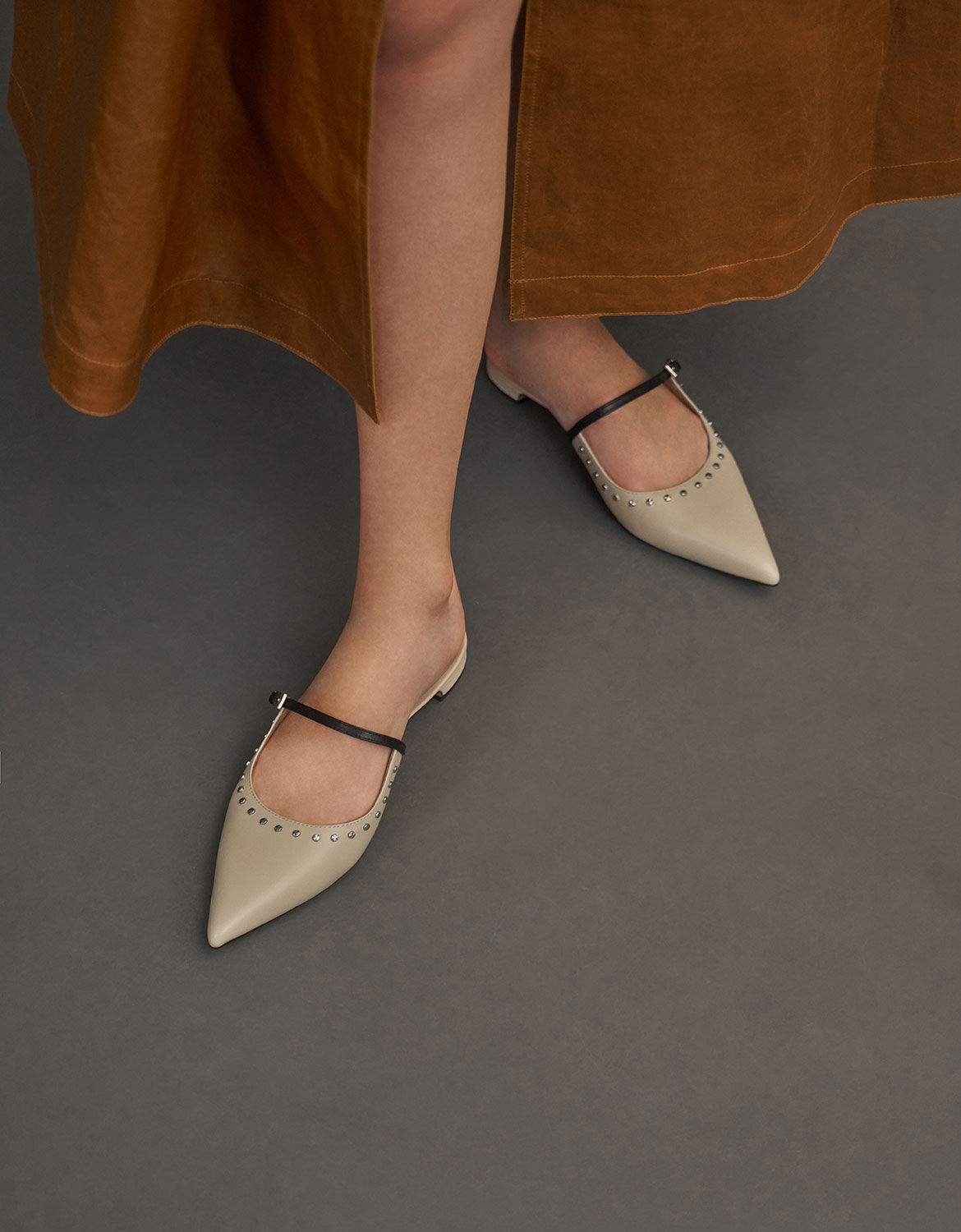 beige mules flat