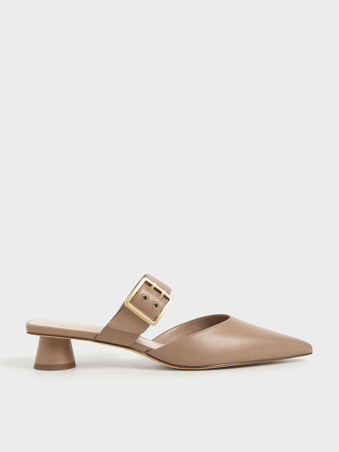 Grommet Buckle Mules, Camel, hi-res