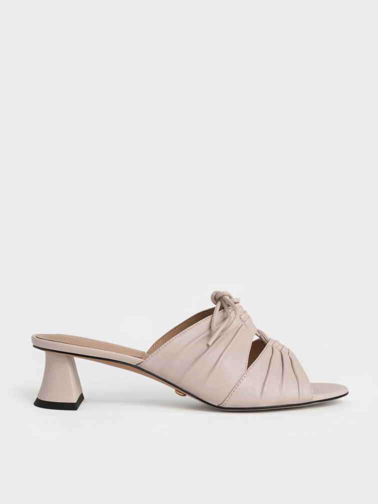 Landis Leather Round-Toe Mules, Pink, hi-res
