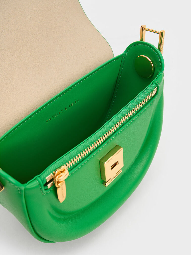 Bolso saddle Koa media luna, Verde, hi-res