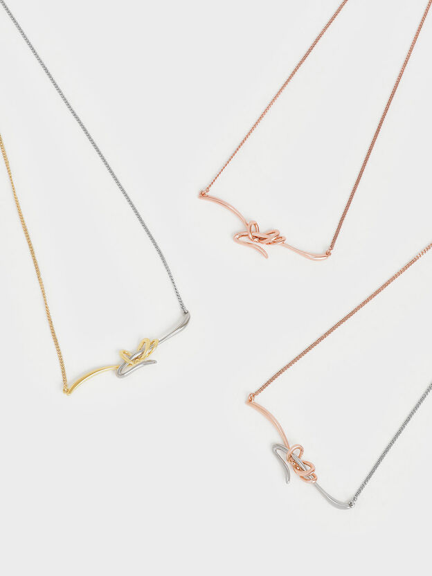 Two-Tone Sculptural Princess Necklace, Gold, hi-res