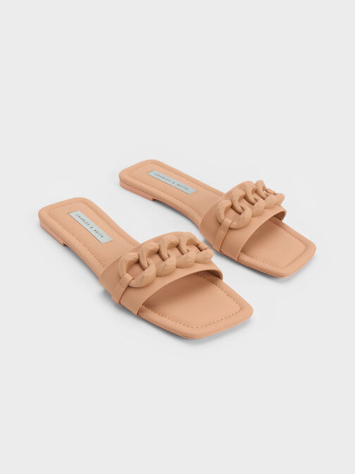 Sandalias gruesas con eslabones de cadena, Camel, hi-res