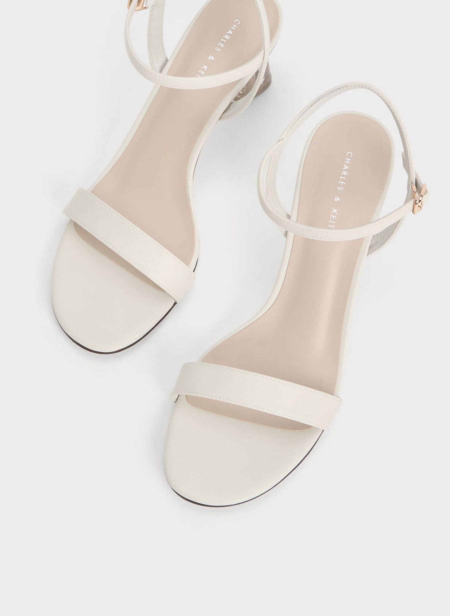 Chalk Clear Trapeze Heel Sandals - CHARLES & KEITH SG