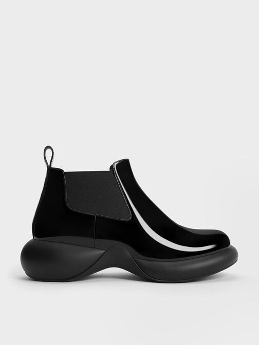 Hallie Patent Leather Ankle Boots, Black Patent, hi-res