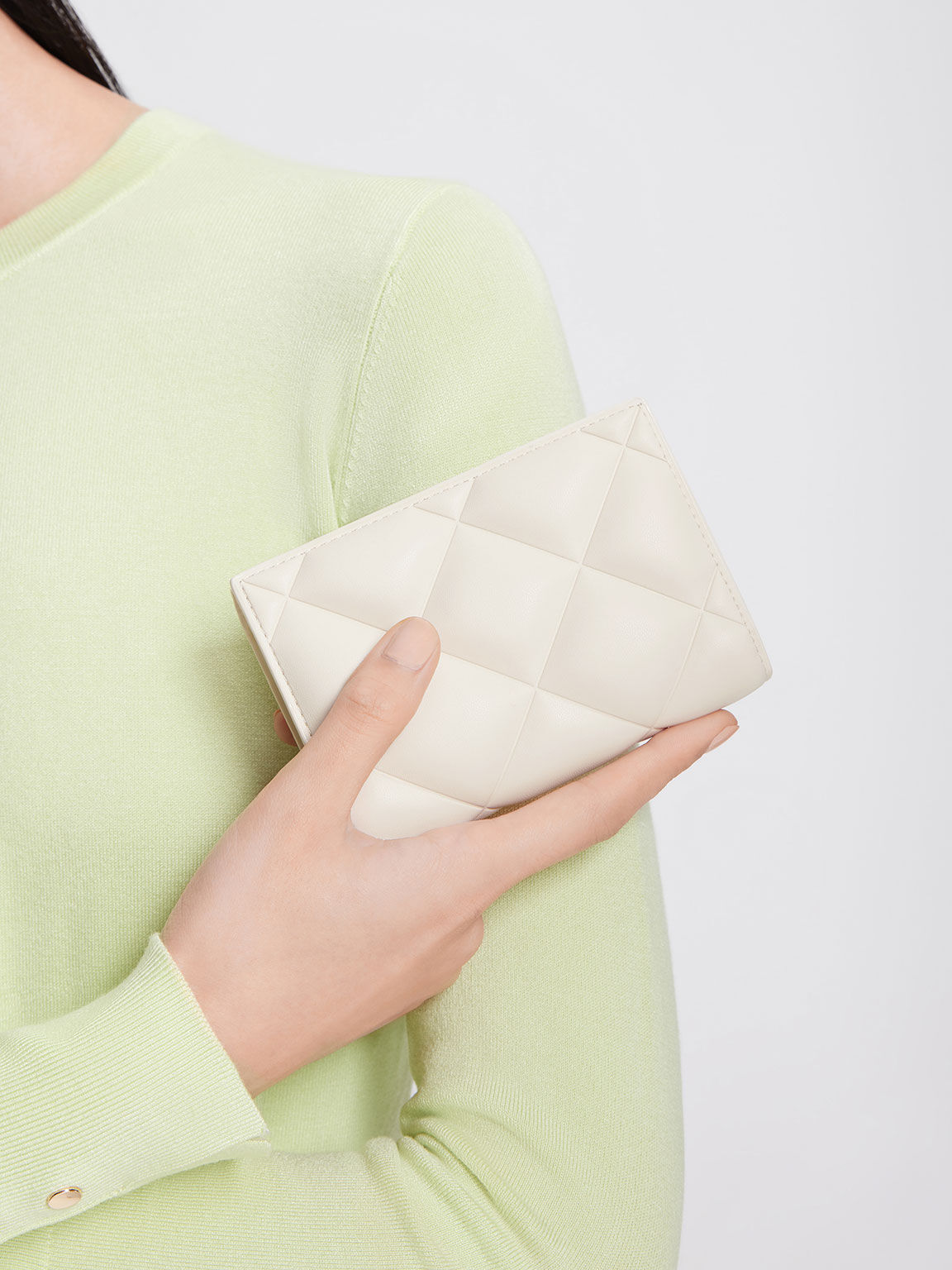 Gemma Quilted Card Holder, Cream, hi-res