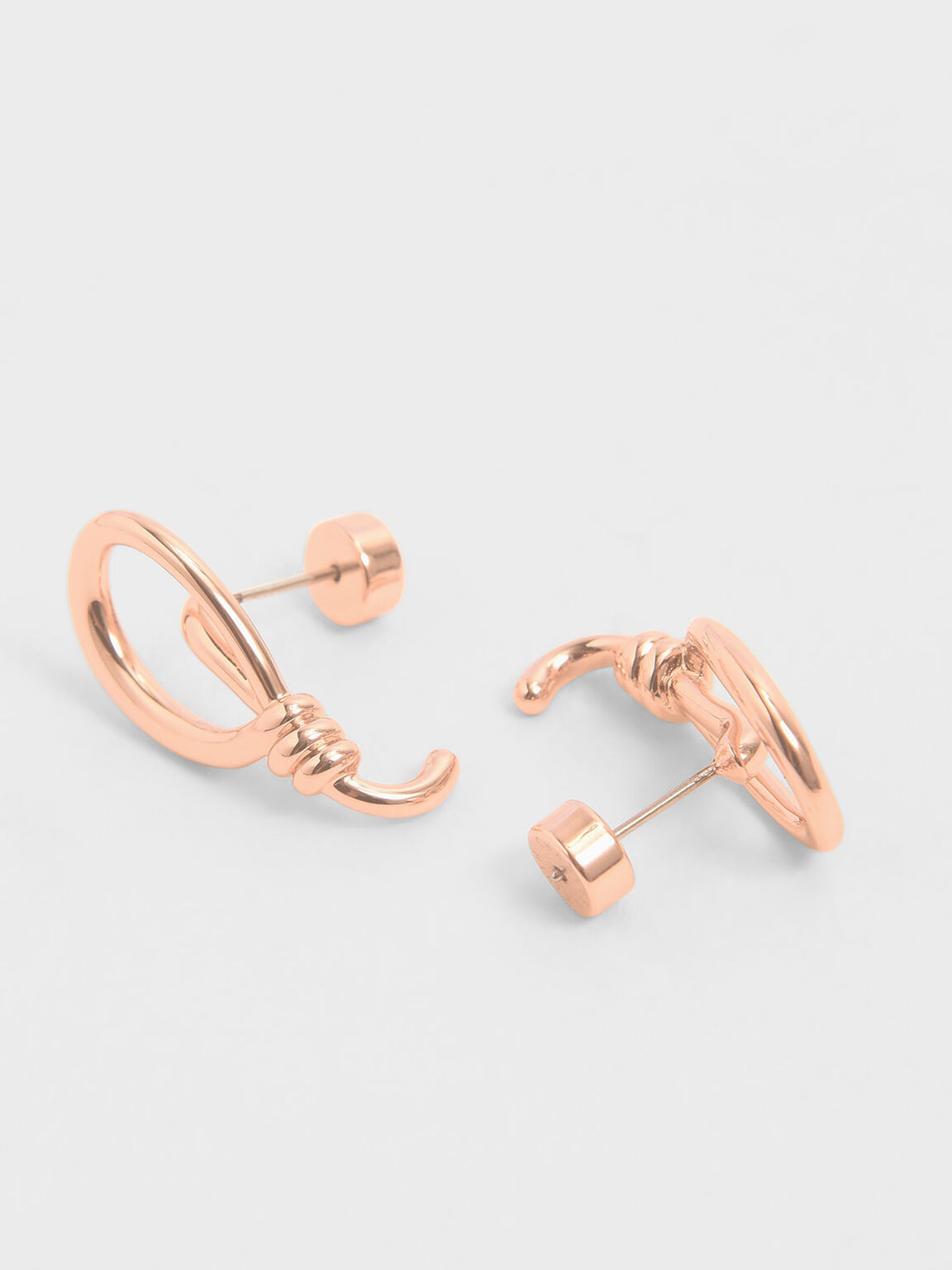 Knotted Stud Earrings, Rose Gold, hi-res