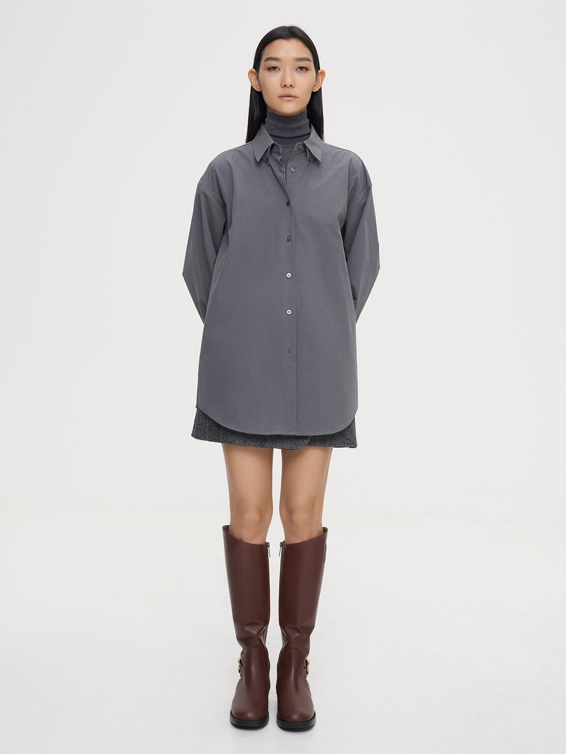 Gabine Leather Knee-High Boots, Brown, hi-res