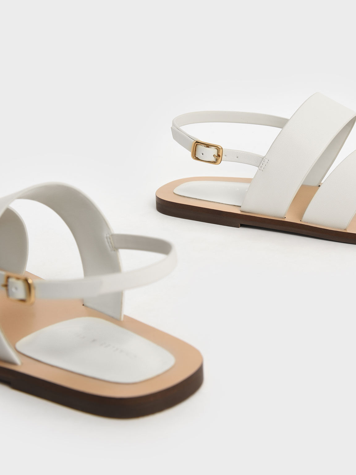Toe-Ring Slingback Flat Sandals, Chalk, hi-res