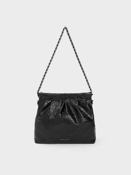 Duo Chain Handle Shoulder Bag, Noir, hi-res