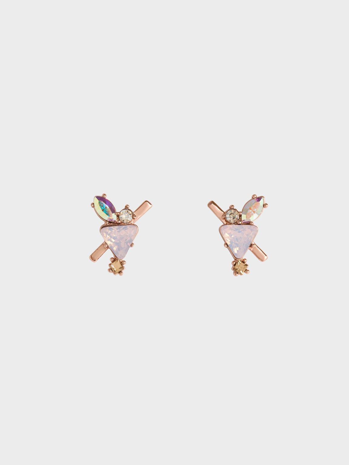 Crystal-Embellished Earrings, Rose Gold, hi-res