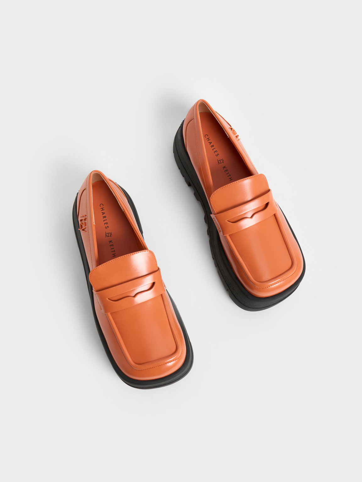 Rainier Chunky Platform Penny Loafers, Orange, hi-res