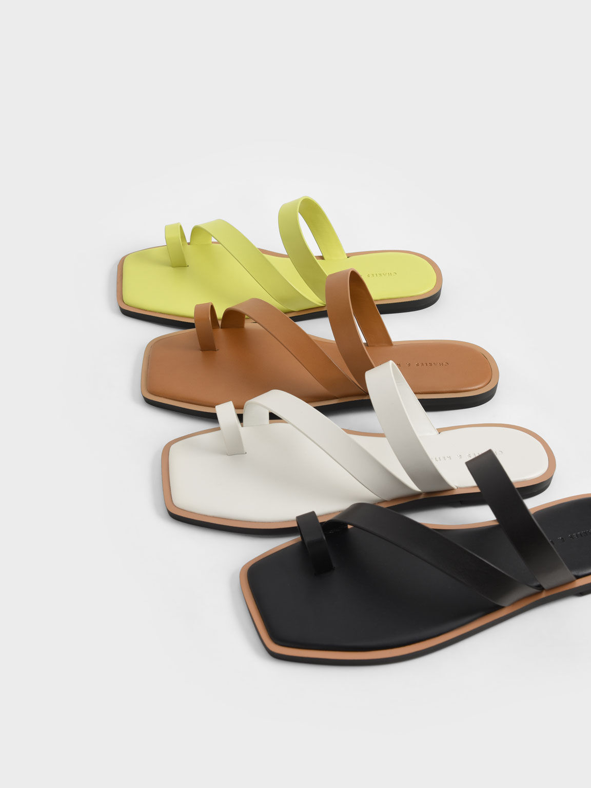 Toe Ring Strappy Slide Sandals, Black, hi-res