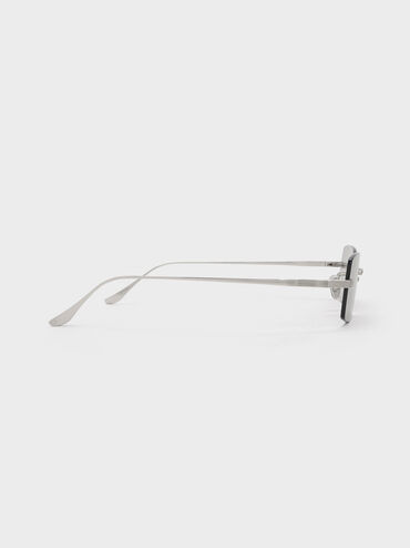 Easton Rimless Rectangular Sunglasses, Silver, hi-res