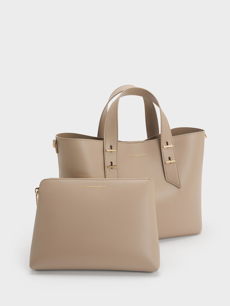 Shania Tote Bag, Taupe, hi-res