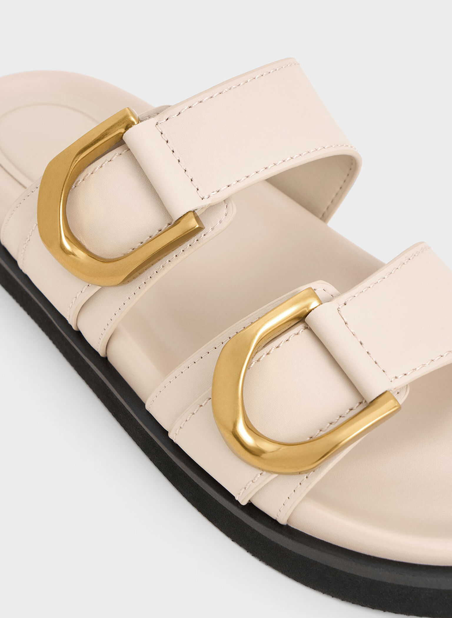 Sandalias Gabine de piel con hebilla, Oat, hi-res