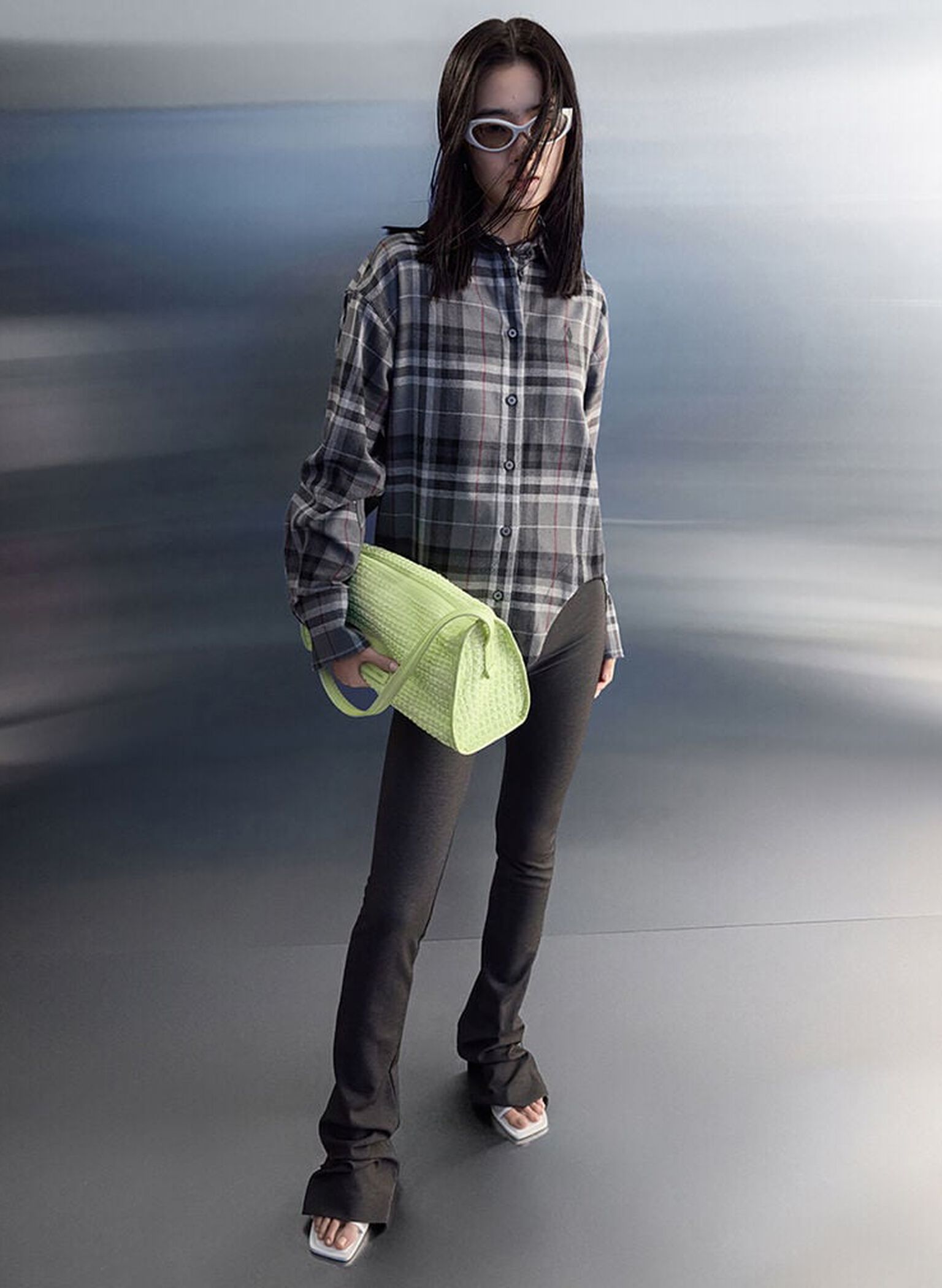 Textured Elongated Shoulder Bag, Zesty Green, hi-res