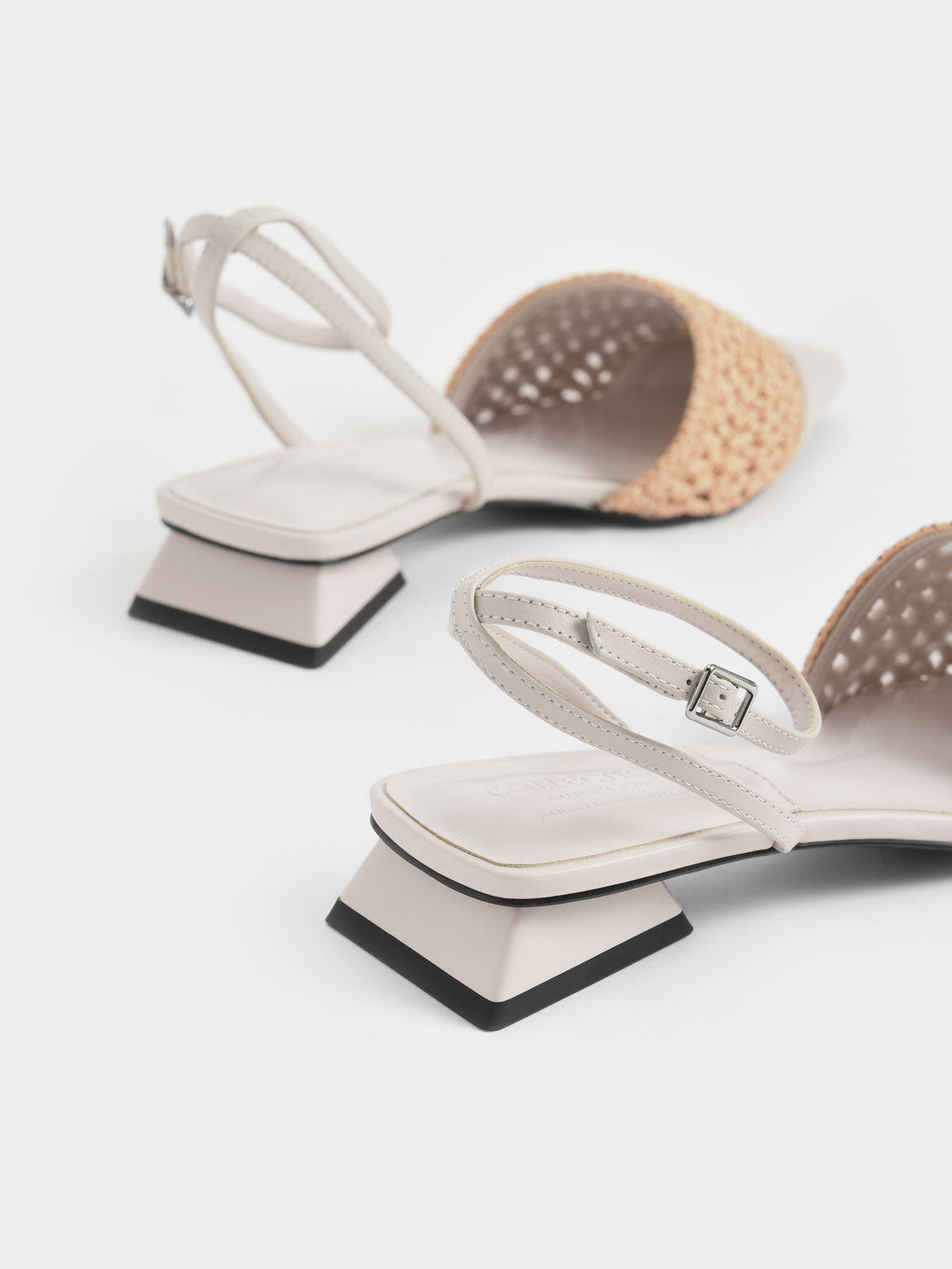 Leather & Raffia Ankle-Strap Pumps, Chalk, hi-res