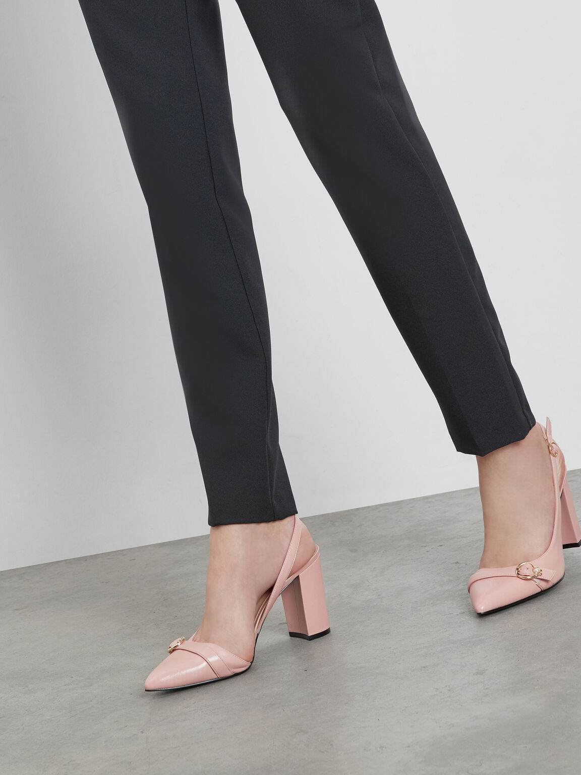 Embellished Asymmetrical Heels, Peach, hi-res