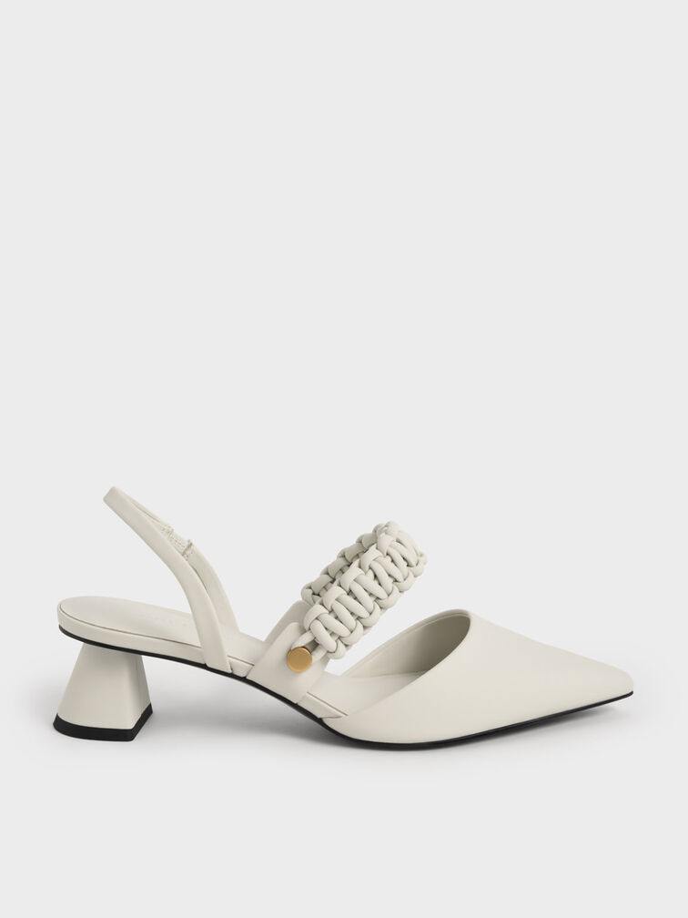 Braided Strap Slingback Pumps, Chalk, hi-res