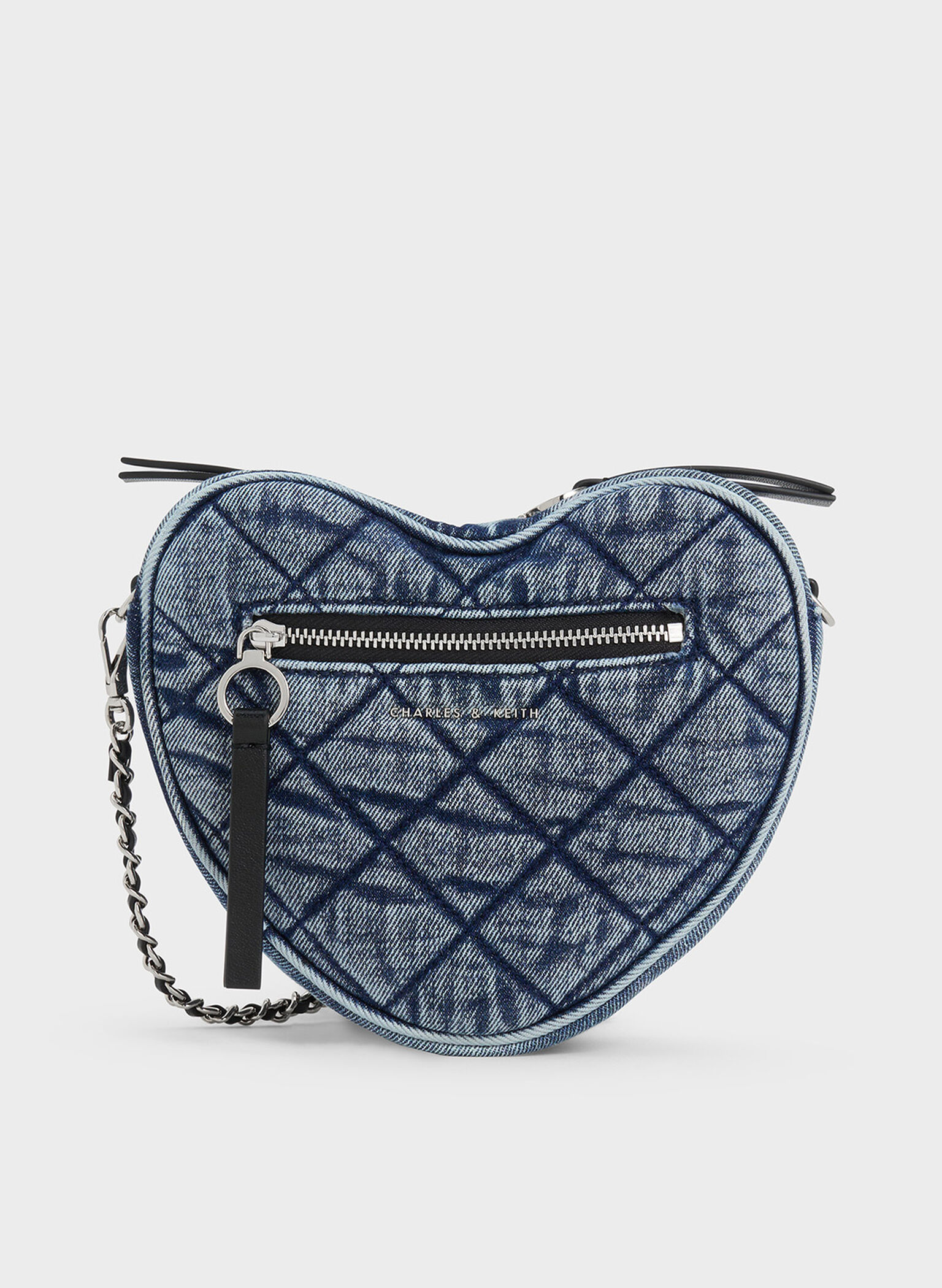 Philomena Denim Quilted Heart Crossbody Bag, Denim Blue, hi-res
