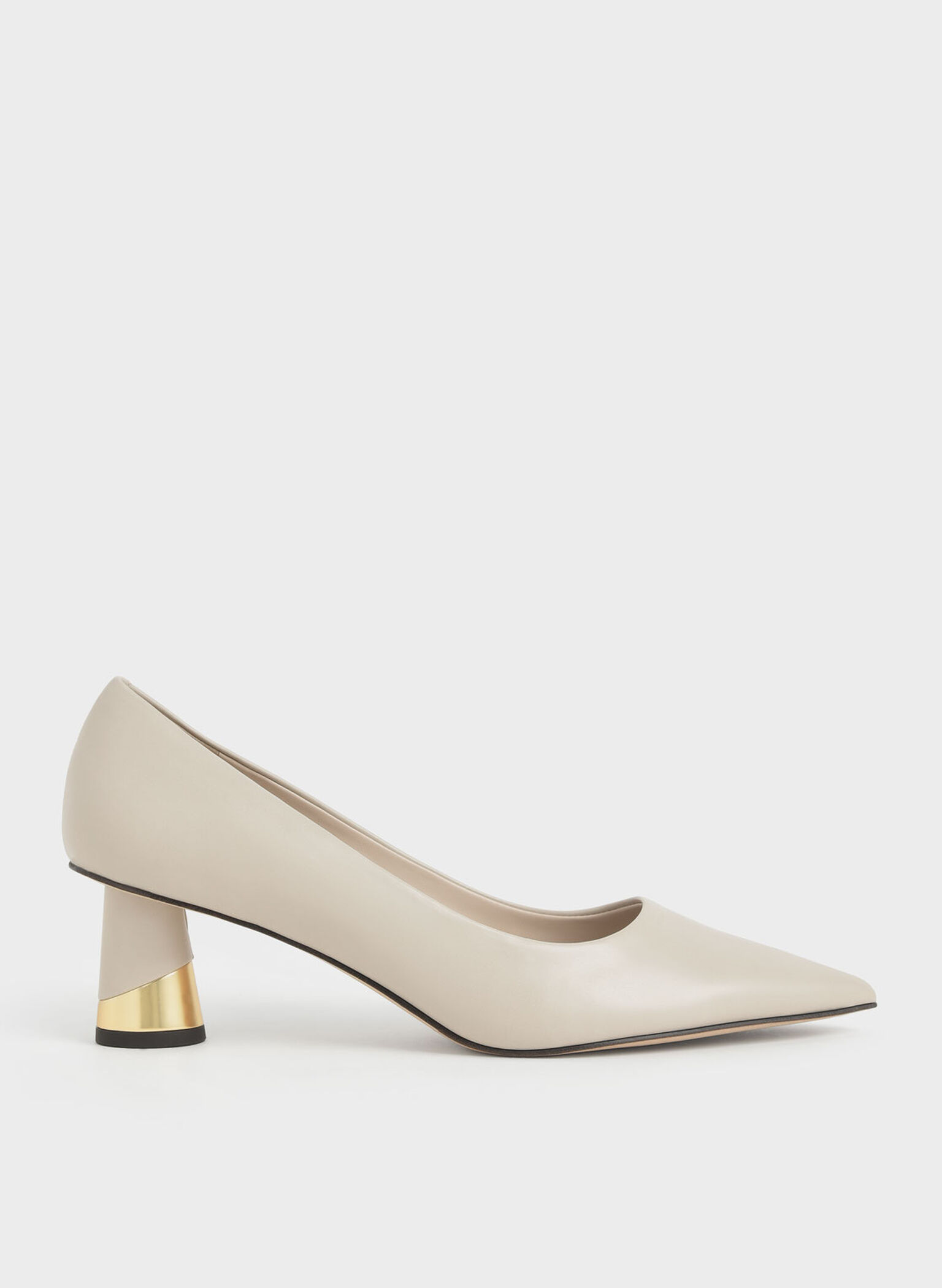 Zapatos de tacón esculturales metalizados, Blanco tiza, hi-res