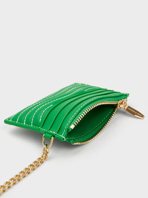 Quinn Zipped Card Holder- Dark Green Croc