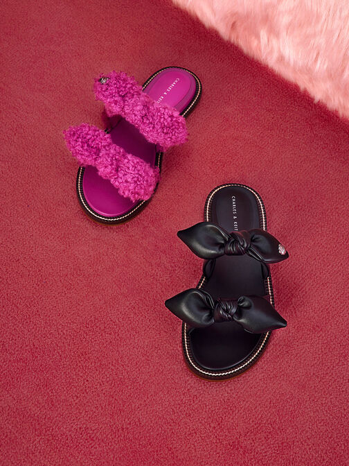 Lotso Double Knotted Slide Sandals, Black, hi-res