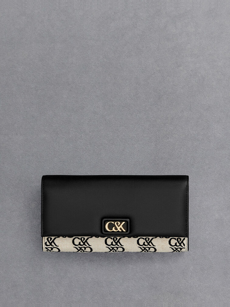 Leather & Canvas Chain-Strap Wallet, Multi, hi-res