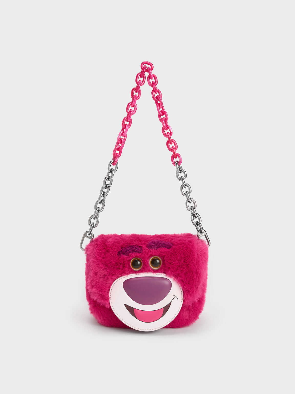 Lotso Chain Handle Furry Bag, Fuchsia, hi-res
